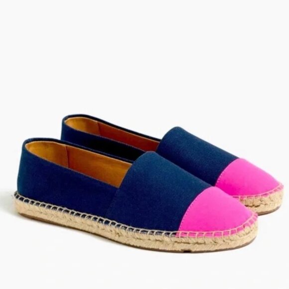 J. Crew Shoes - J Crew Colorblock‎ Canvas Espadrilles Navy and Pink Size 7